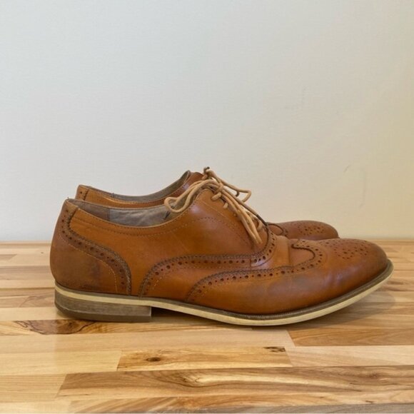 Steve Madden men Romah leather dress shoes camel tan ecru white sole size 10,5 - Picture 3 of 13